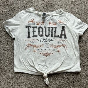 White crop tie T-shirt